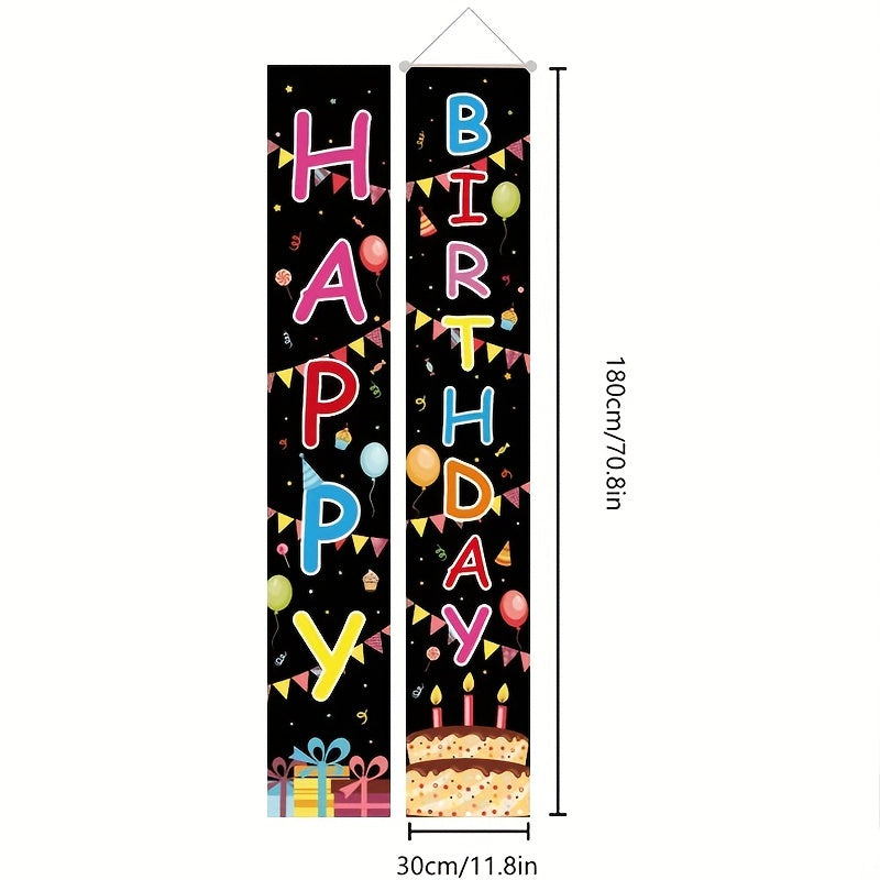 Happy Birthday Porch Sign Door Banner Cake Balloon Party Supplies