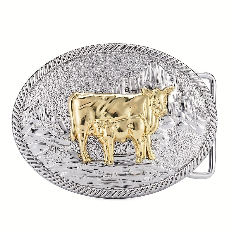 Men's Carved Retro Button Western Cowboy Belt Buckle