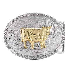 Men's Carved Retro Button Western Cowboy Belt Buckle