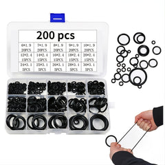 200Pcs Nitrile Silicone Rubber O Ring Repair Kit Faucet Sealing Valve