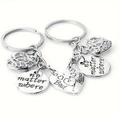 2pcs Heart Keychain Stainless Steel Bag Backpack Pendant Gift