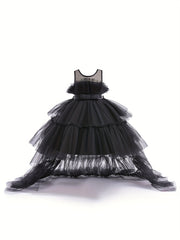Flower Girl Tutu Gown Extra Long Tail Puffy Princess Dress