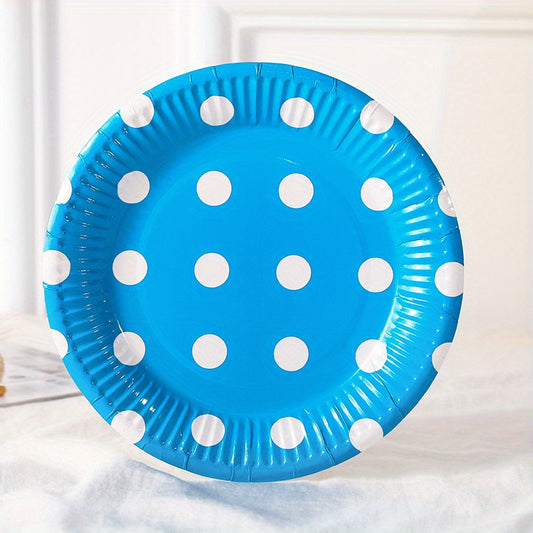 10pcs Colorful Polka Dot Paper Plates - Round Disposable Tableware