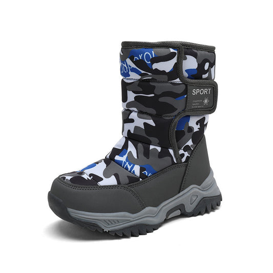 Kids Snow Boots Boys Girls Winter Boots Warm Outdoor Boots Grey Green