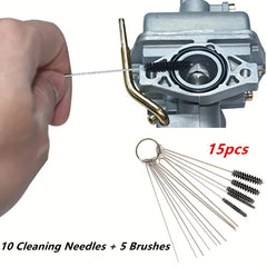 15pcs Carburetor Cleaning Brush Set 10 Needles & 5 Brushes