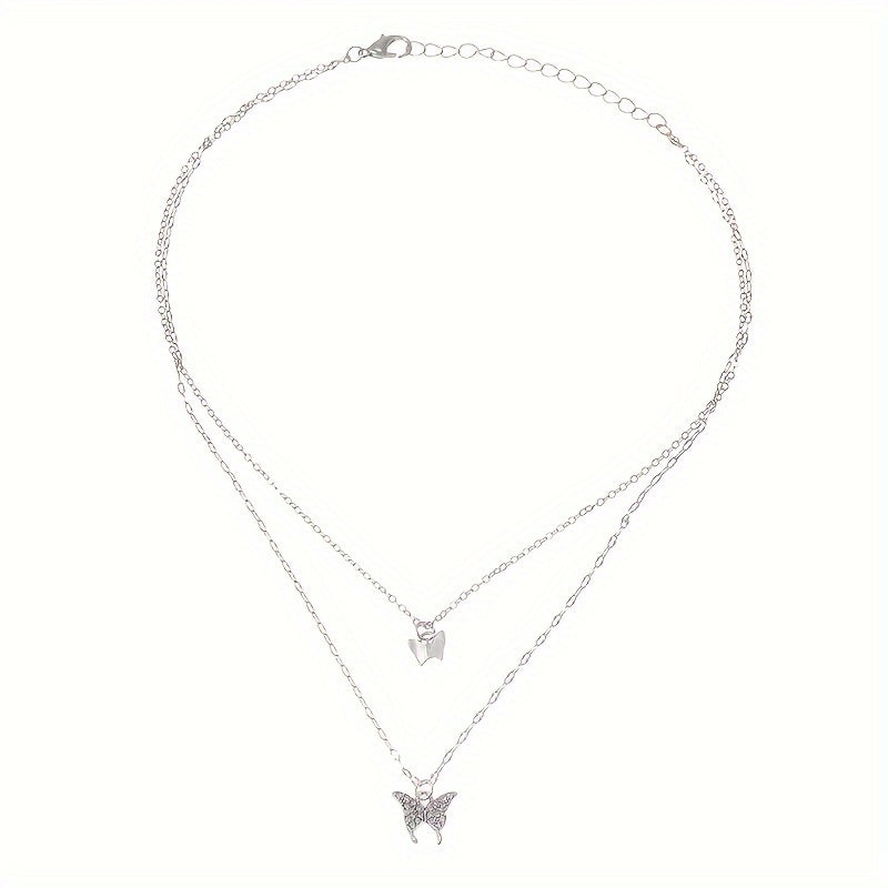Butterfly Necklace Double Layer Clavicle Chain Jewelry Gift