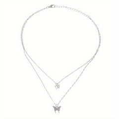 Butterfly Necklace Double Layer Clavicle Chain Jewelry Gift