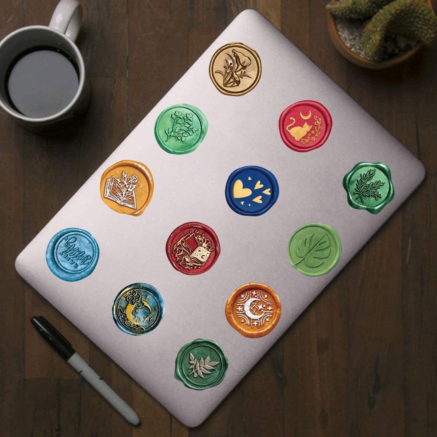 60pcs Wax Seal Stickers Envelope Seals Waterproof Vinyl Sticker