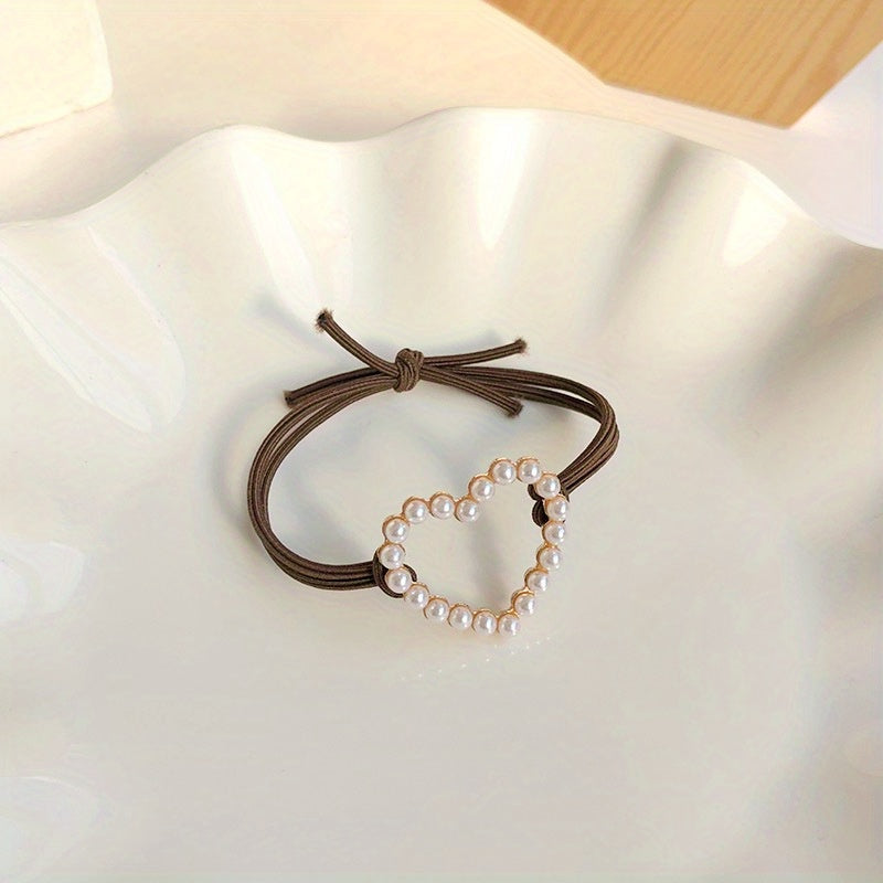 Heart Decor Hair Tie Elastic Hair Ring Ponytail Holder