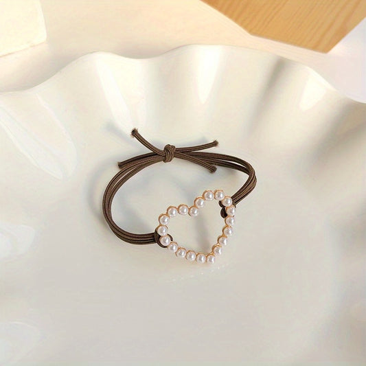 Heart Decor Hair Tie Elastic Hair Ring Ponytail Holder