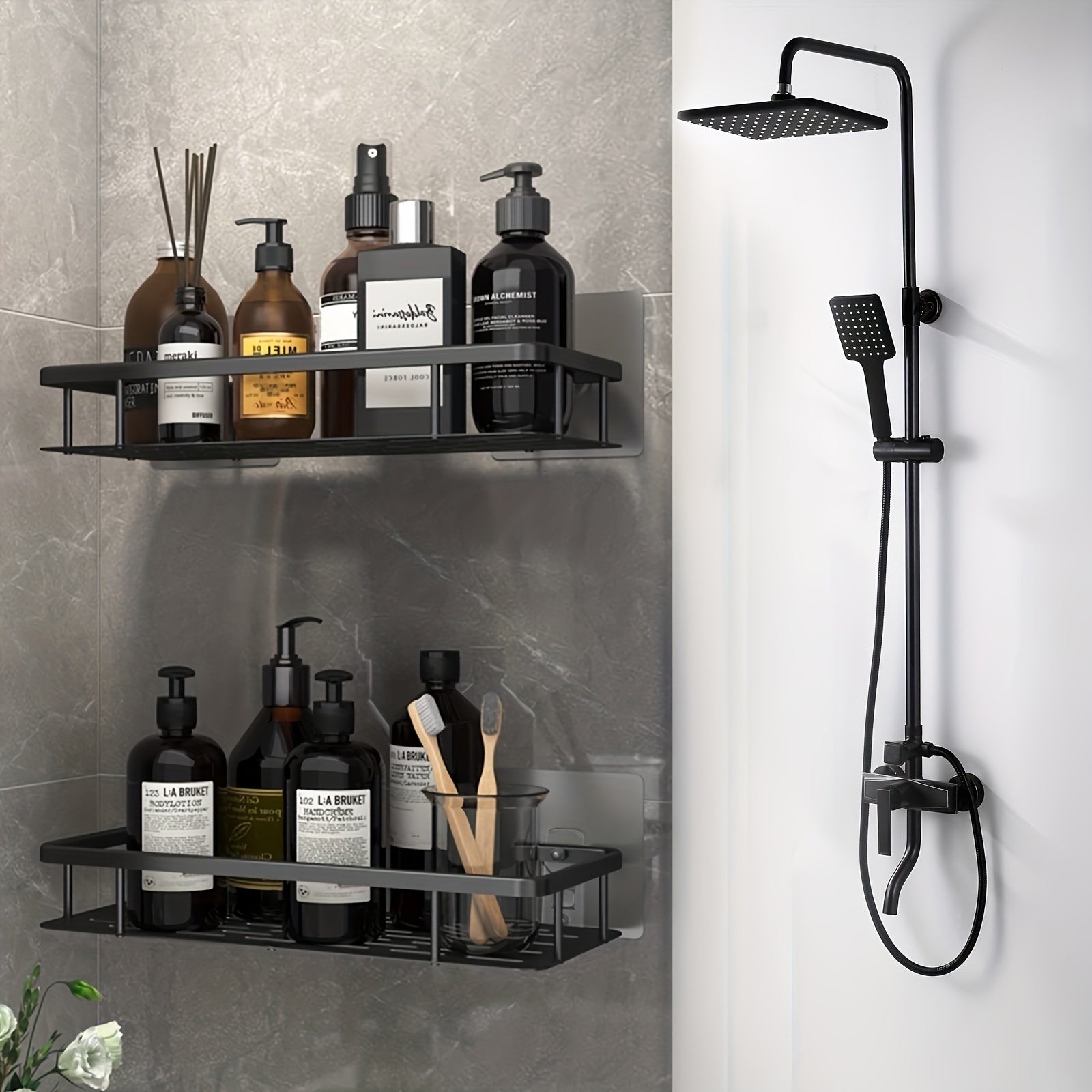 2pcs Stainless Steel Kitchen Shower Storage Rack