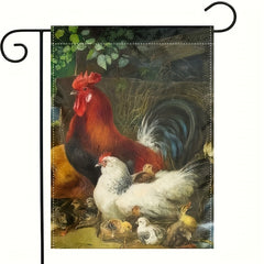 Colored Chicken Nest Painting Linen Double Sided Flag 12in 18in
