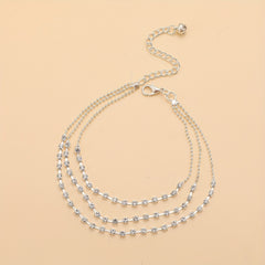 Three Layer Multilayer Chain Anklet For Women Bead Chain