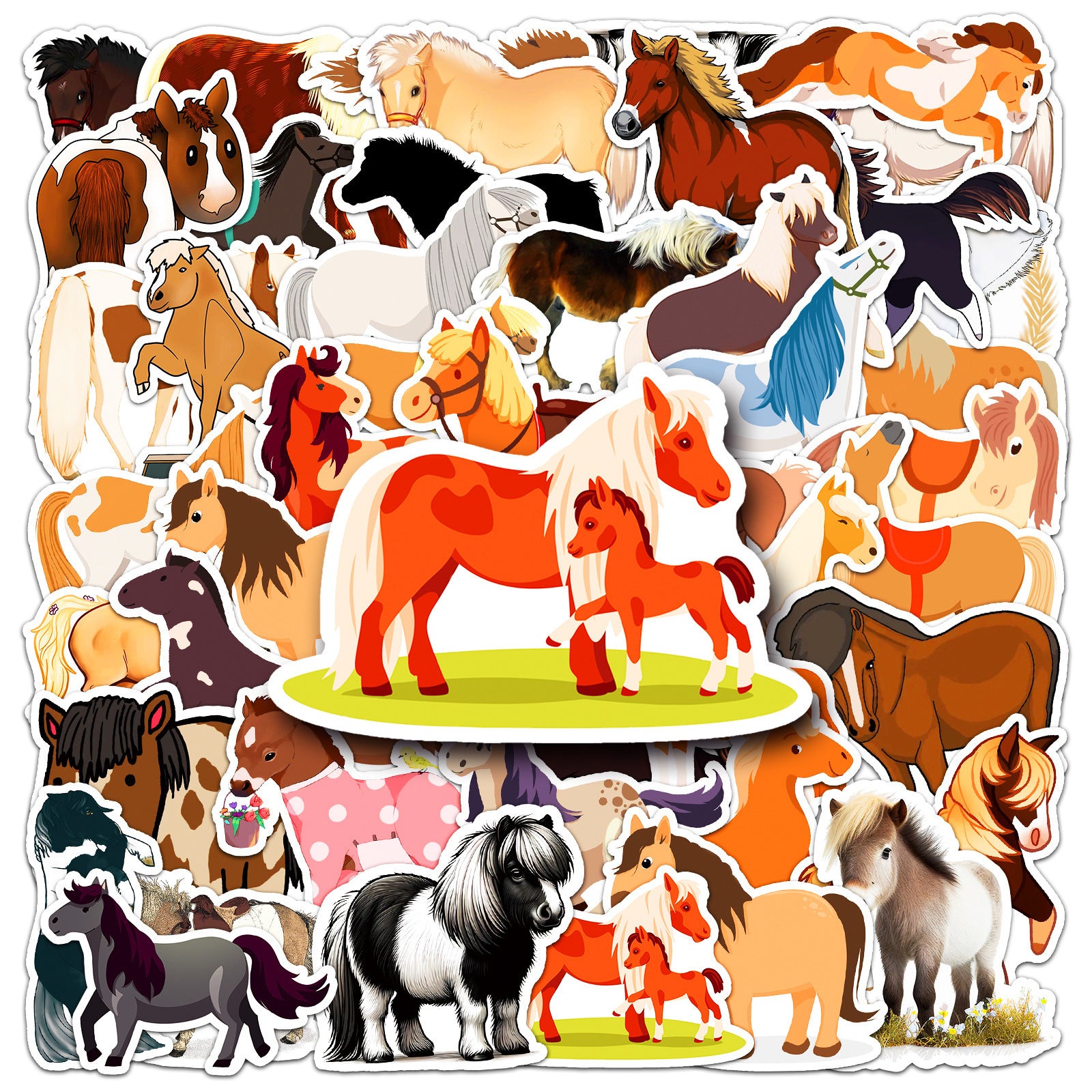 50pcs Animal Sticker Pack Reusable Vinyl Decals for Laptops Phones