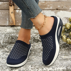 Women's Air Cushion Platform Mules Closed Toe Shoes