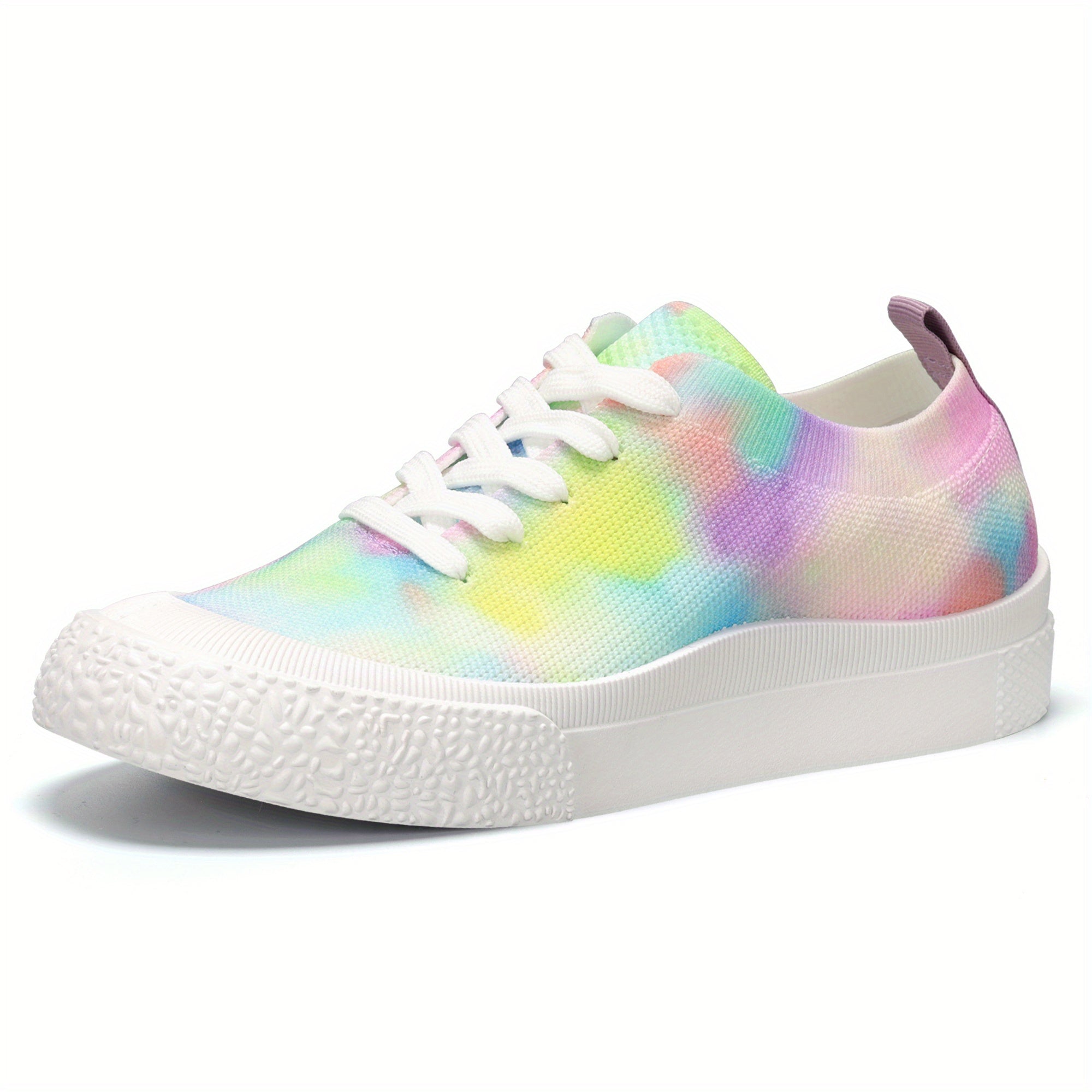 Women's Breathable Knit Sneakers Low Top Lace Up Shoes