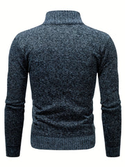 Argyle Texture Warm Plush Cardigan Zip Up Sweater