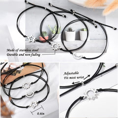 Sun Moon Star Woven Bracelets Set of 3