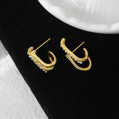 Geometric Rhinestone Stud Earrings Sweet Ear Jewelry