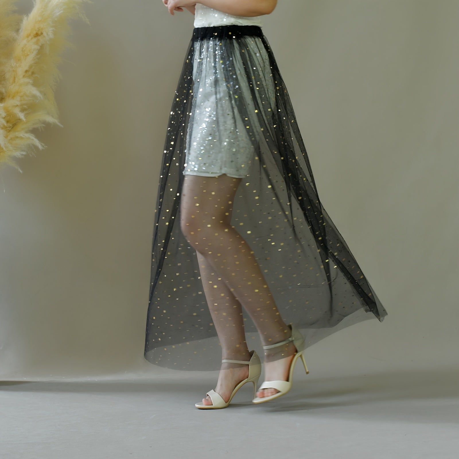 Sequined Mesh Skirt for S American Beach Vacation