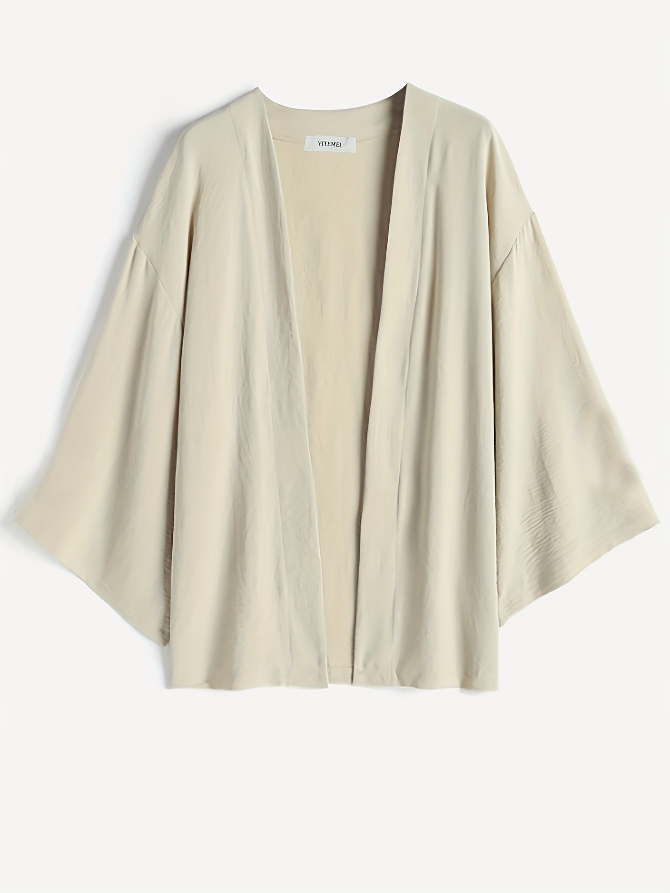 Women's Plus Solid Batwing Sleeve Kimono & Wide Leg Pants Set