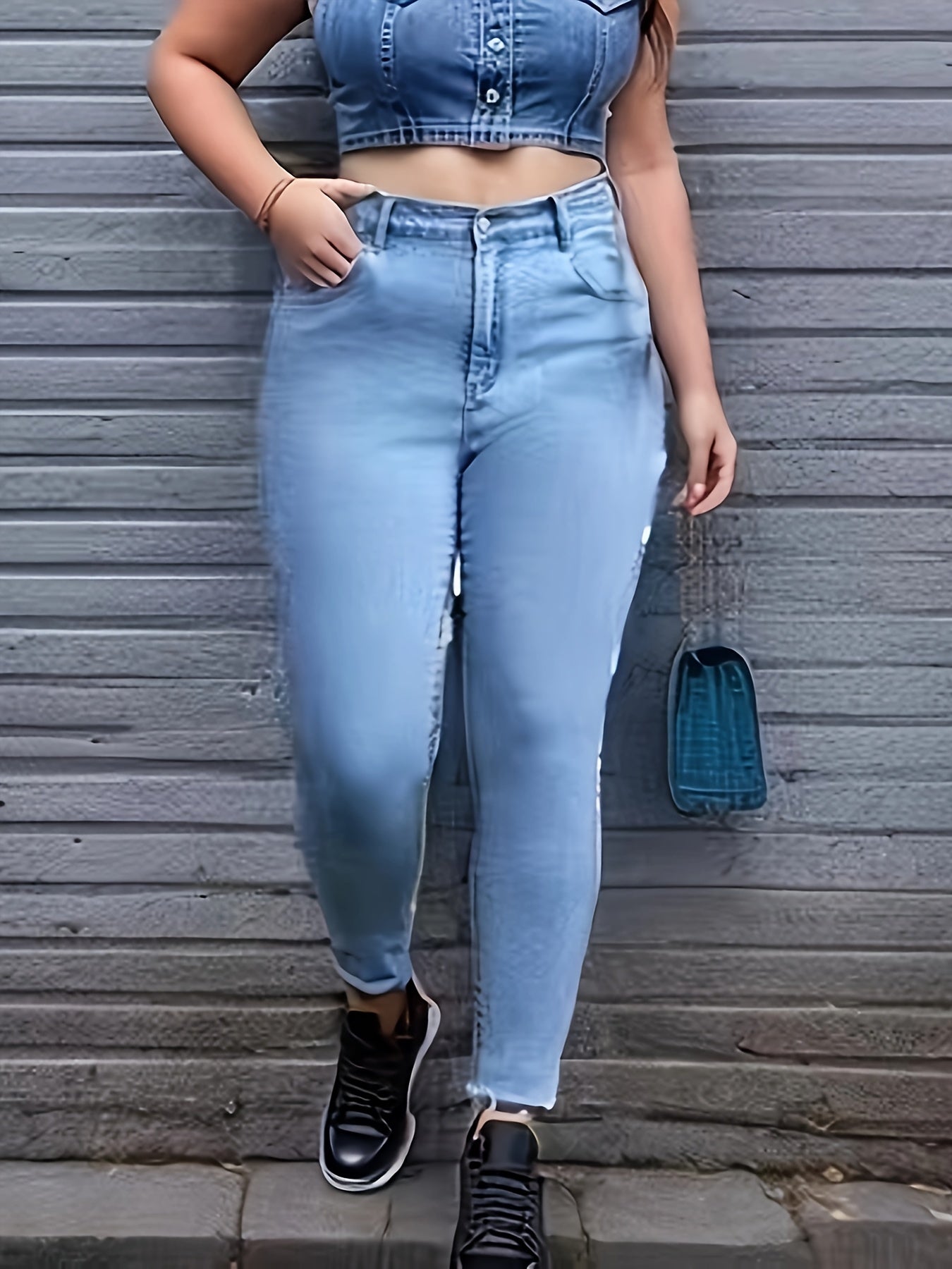  Button Fly High Stretch Slim Fit Denim Pants
