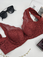 Contrast Lace Push Up Bra Wide Straps