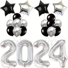 24pcs Silvery Year Theme Party Balloon Decoration Set
