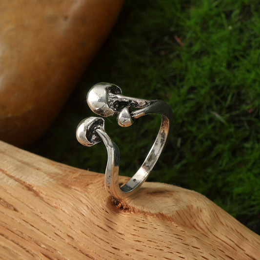 Vintage Mushroom Ring Silver Plated Adjustable Jewelry