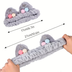 Cat Ears Bundle Headband Plush Hair Band Wash Face Spa