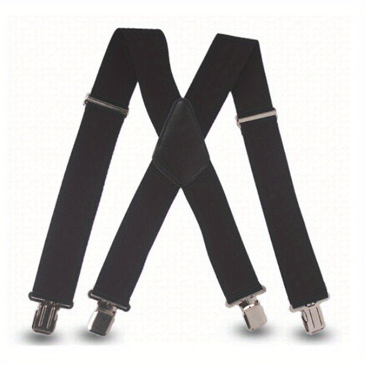  Wide Men's Suspenders High Elastic Adjustable 4 Strong Clips Suspender