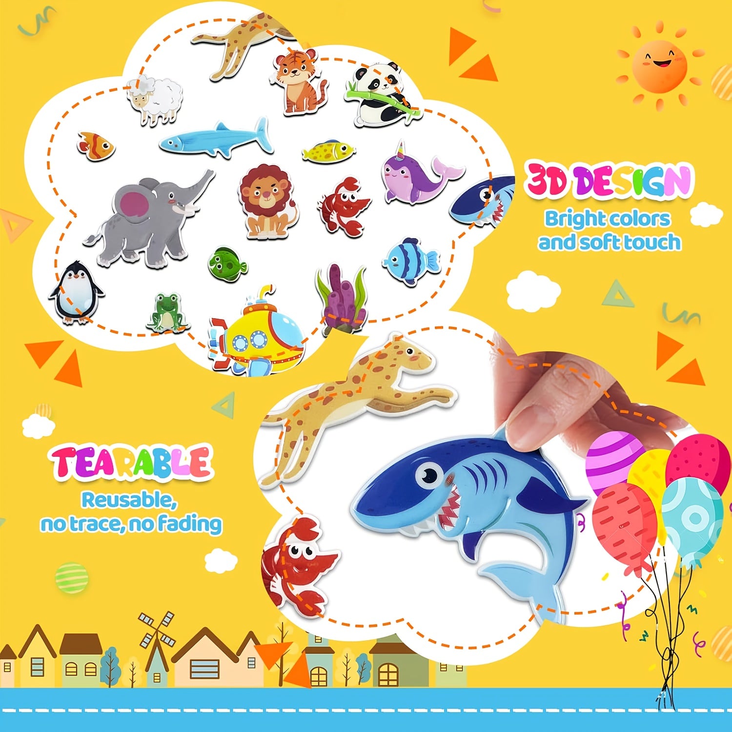 Reusable Fluffy Sticker Book Set for Ages 3-5