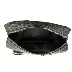 Wide Strap Cube Crossbody Bag PU Leather Textured Bag