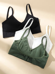 3pcs Ribbed Sports Bras Comfy Running Workout Bras Women's Lingerie