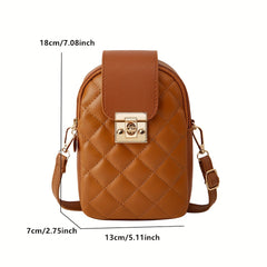 Retro Quilted Phone Bag Waterproof Crossbody Bag Women's Card Storage