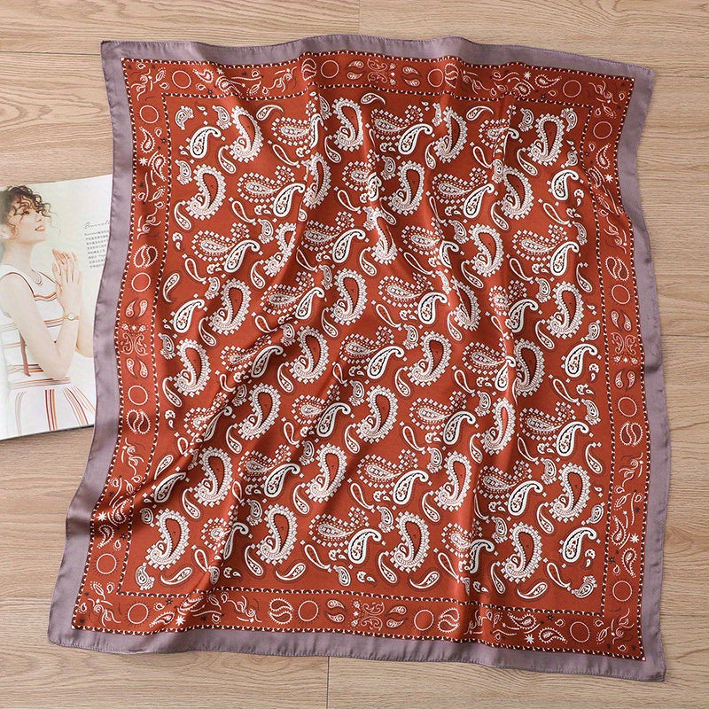 Vintage Paisley Print Silk Head Wrap Sunscreen Bandana