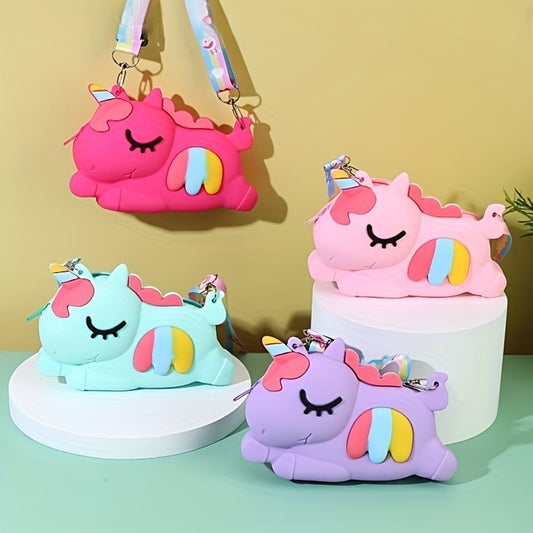Cartoon Unicorn Silicone Coin Purse Crossbody Bag