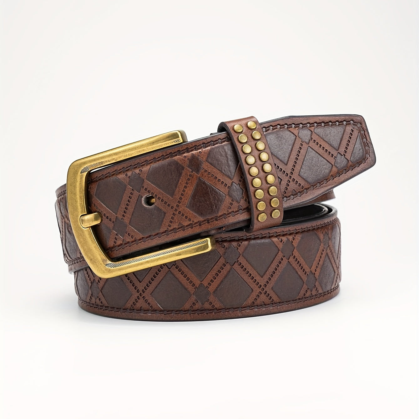 Men's Alloy Pin Buckle PU Striped Belt