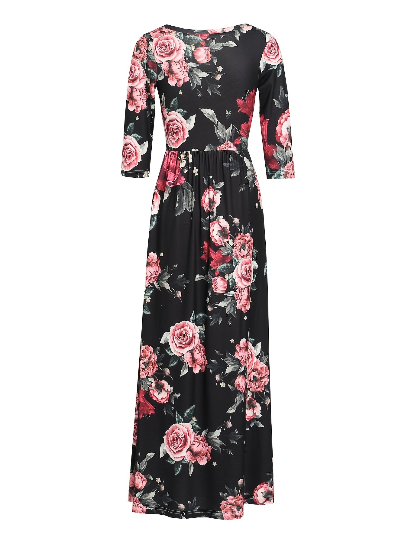 Floral Print Long Sleeve Maxi Dress Plus Size