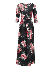 Floral Print Long Sleeve Maxi Dress Plus Size