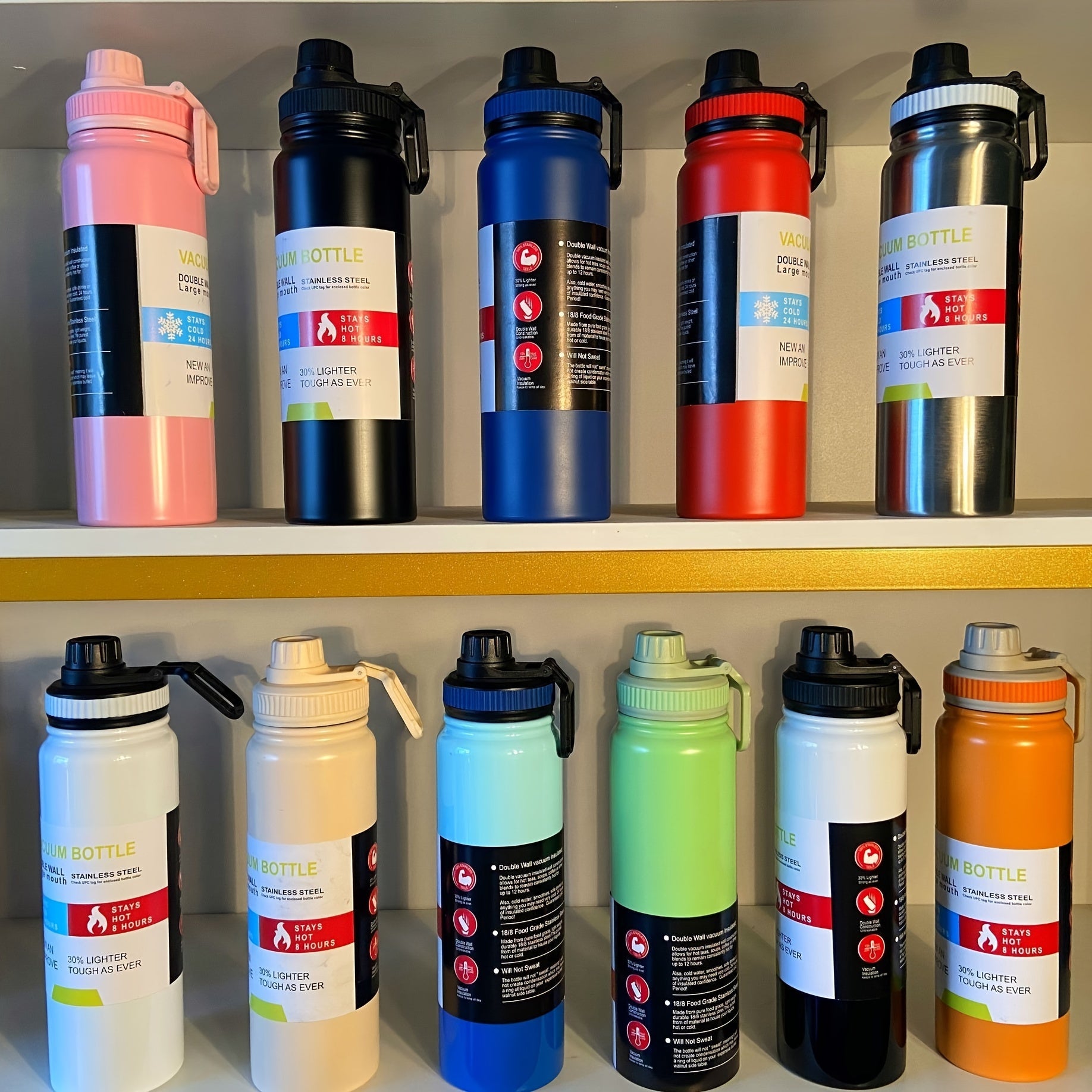 Large Capacity Insulated Water Bottle with Tea Filter, Stainless Steel Leakproof