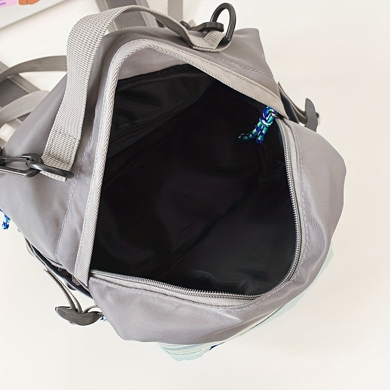 Small Contrast Backpack Drawstring Detail School Bag