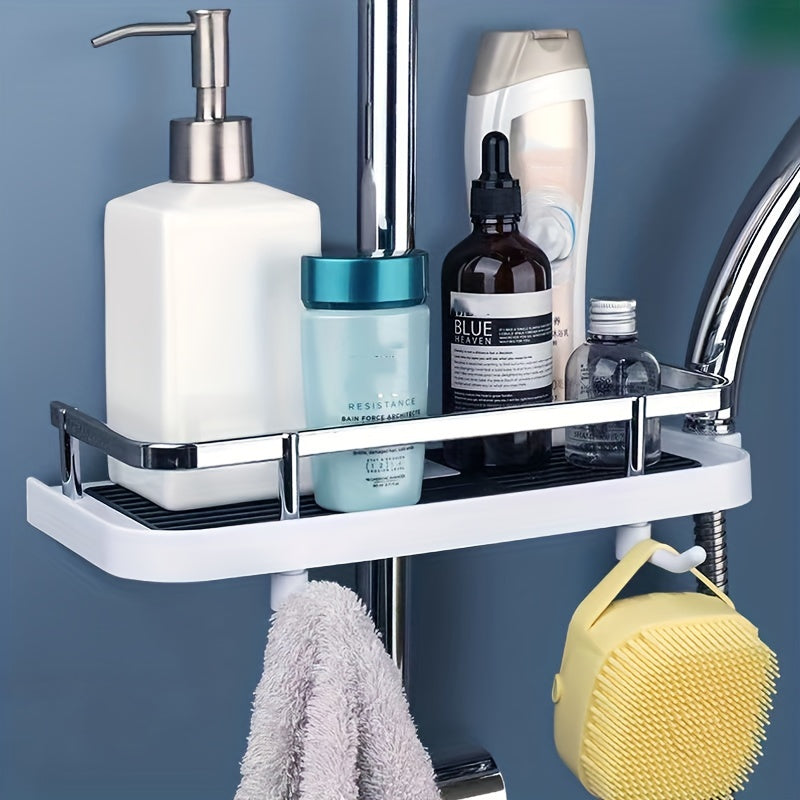 Shower Rod Storage Rack Bathroom Wall Shelf Toilet Hand Wash Pool Shelves