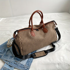 Large Capacity Houndstooth Pattern Luggage Bag