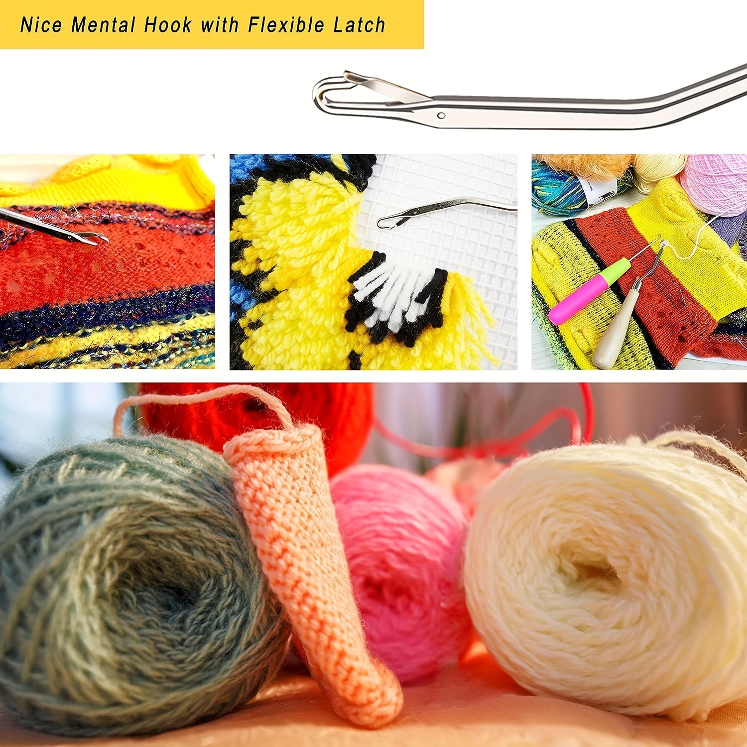 7pcs Interlocking Tool for Latch Hook Needle Dreadlock Crochet for Braid Hair