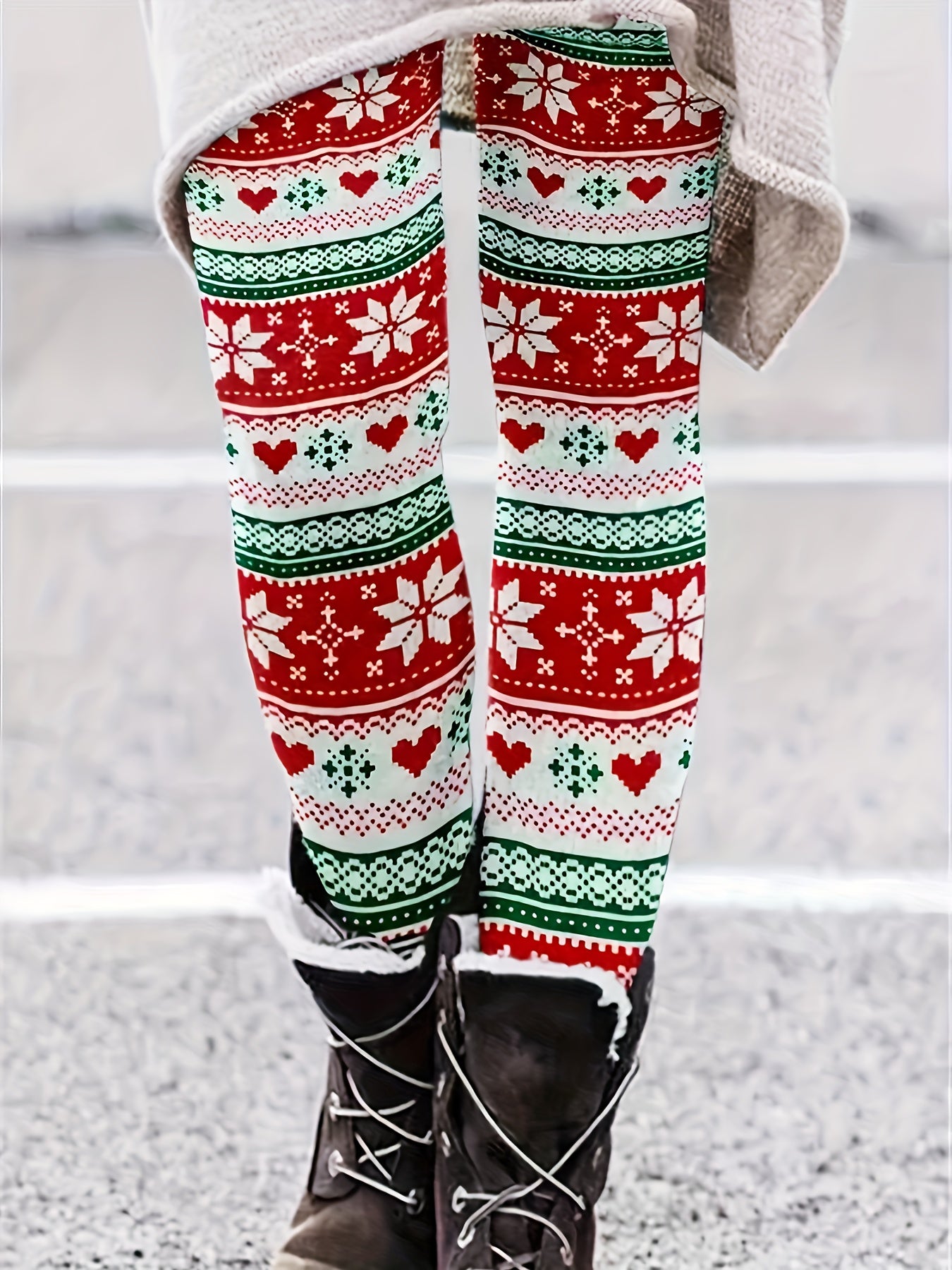 Women's Plus Christmas Print High Rise Skinny Pants