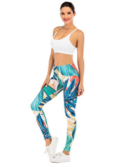 Sexy Jungle Print Leggings High Waist Slim Fit Elastic Bottoms