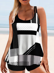 Geo Pattern Plus Size Modest Tankini Set