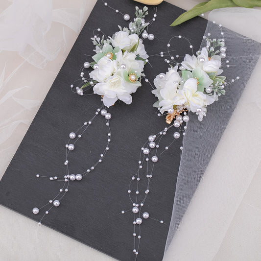 2pcs Flower & Tassel Hair Clip Faux Pearl Barrette Headwear