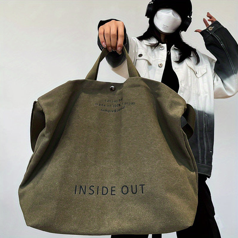 Casual Shoulder Bag Alphabet Print Handbag With Adjustable Strap